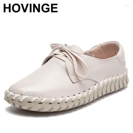 Casual Shoes HOVINGE Women Genuine Leather Moccasins Mother Loafers Soft Leisure Flats Female Driving Size 35-40