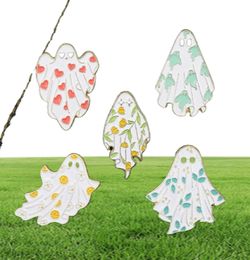 Ghost Enamel Pins Brooches Flower Punk Halloween Funny Cute Metal Badges Custom Lapel Women Kids Gifts Gothic Jewelry3689514