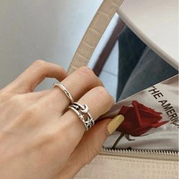 Cluster Rings 925 Sterling Silver Trendy Interweave Moon Sun Personality Adjustable Fine Jewelry For Women Party Elegant Accessories