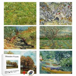 3D Puzzles VanGogh Landscape Painting 3D Puzzle For Kids Educational Toys Brain Trainer Wood Jigsaw Wooden Puzzle Adults Entertainment Diy 240419