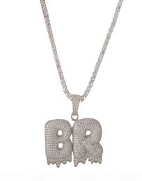 AZ No Custom Name Bubble Letters Necklace Pendant Charm For Men Women Gold Silver Colour Cubic Zirconia with Rope Chain3231305