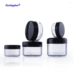 Storage Bottles 20pcs Empty Cream Jar Cosmetic Containers Plastic Clear Round Black Caps Makeup Packaging Refill Powder Jars 3g 5g 10g 15g