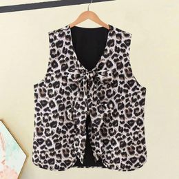 Women's Pants Sporty Women Stylish Lace-up Vest Coat Leopard Print Wide Leg Set Elegant High Waist Waistcoat For Ladies