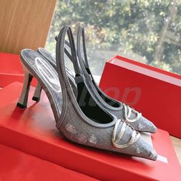 Fashion Woman high-heeled sandals Fashion party office Dress Shoes Lace up shallow cut shoes Slingback Sandals Rubber Leather summer Ankle Strap Slippers