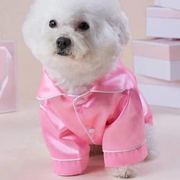 Dog Apparel Soft Fabric Pet Sleepwear Pyjamas With Shirt Collar Comfortable Two-legged For Dogs Cats Button Closing