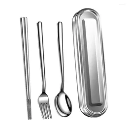 Dinnerware Sets For Worker Travel Chopsticks Set Fork Spoon Lightweight Silver Color 1 304 Stainless Steel Kitchen Tool