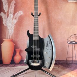 New Axe Shape Body Electric Bass Guitar 4-String Chrome Plated Hardware Mahogany Solid Body Rosewood Fingerboard No Inlays