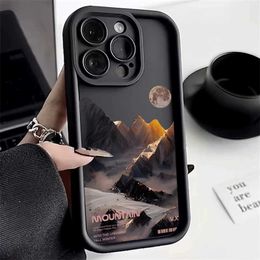 Cell Phone Cases Mountain Scene phone case is suitable for iPhone 15 Pro Max 14 13 12 11 Pro Max XS X XR 7 8 Plus SE 2020 shock-absorbing bumper rear cover J240418