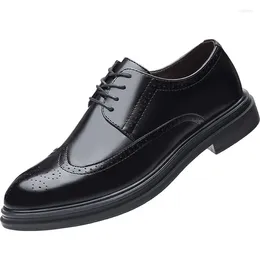 Dress Shoes Men's Brogue Leather Business Casual British Formal Korean Style Breathable
