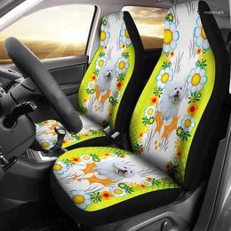 Car Seat Covers 2pcs Maltese Dog Floral Print