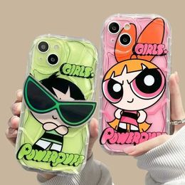 Cell Phone Cases P-Powerpuff Girls Glasses Support Transparent Case iPhone 15 14 11 Pro Max 13 12 Mini XR XS X 8 7 6 6S Plus SE 2020 Silicone Cover J240418