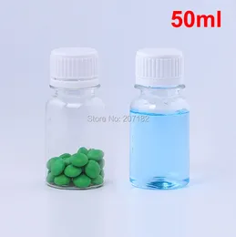 Storage Bottles 100PCS 50ml Transparent PET Liquid Bottle With Scale Plastic Packing Mini Powder Bottles--- Safety Screw Cap