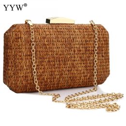 Bags YYW Gold Straw Clutch Bags For Women 2019 Khaki Wedding Sac Main Femme Summer Beach New Arrival Evening Clutches Bolsa Feminina