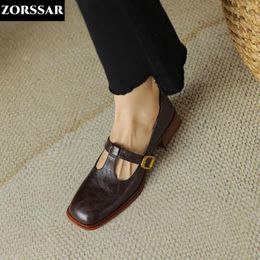 Casual Shoes 2024 Spring Women Flat Fashion Square Toe Shallow Ladies Mary Jane Ballerinas Heel Ballet Size 34-41