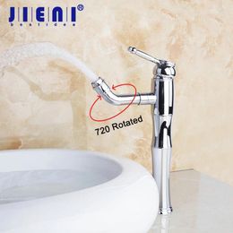 Bathroom Sink Faucets Swivel Spout Polished Basin And Cold Mixer Tap Single Lever Brass Chrome Faucet