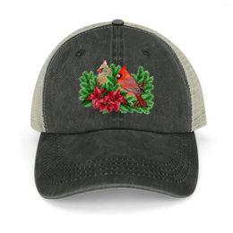 Ball Caps Christmas Time With Cardinal Birds Cowboy Hat Horse Uv Protection Solar Woman Men's