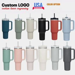 1pc New Quencher H2.0 40oz Stainless Steel Tumblers Cups With Silicone Handle Lid and Straw 2nd Generation Car Mugs Vacuum Insulated Water Bottles 0928