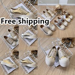 2024 Casual Shoes Designer Shoes Womens Platform Trainers Sneakers Gold Silver lace up size 36-40 Classic Comfortable GAI golden