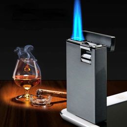 High-end Double Flame Cigar Special Without Gas Lighter Metal Windproof with Cigar Cutter Business Men's Gift Cigarette Accessories