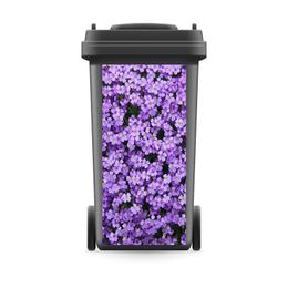 Purple Flowers Rubbish Bin Sticker Spring Floral Trash Can Stickers Wallpaper Mural Wall Decal Selfadhesive Home Kitchen Decor 240418