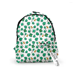 Backpack Harajuku Funny St.Patrick's Day Backpacks Boys/Girls Pupil School Bags 3D Print Keychains Oxford Waterproof Cute Small