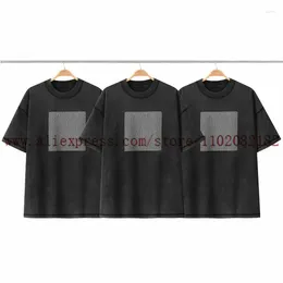 Men's T Shirts Square Letter Printed Short Sleeve T-shirt Men Women High Quality Distressed Washed Reverse Sewn Shirt Versatile Tops Tee