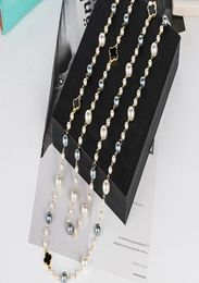 High quality fashion brand design imitation pearl necklaces for women long double layer bead necklace6132699