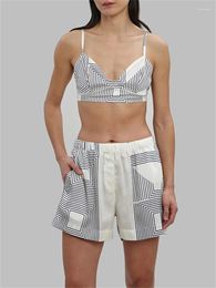 Women's Shorts Women Contrast Colour Geometric Striped Spring Summer 2024 Ladies Loose Casual Elastic Waist Short Pants
