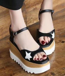 Metallic Platform Sandals Summer Shoes Women Slingback Sapato Star Open Toe leather Sandals Increasing Wedges naturalizer girls sa3076683