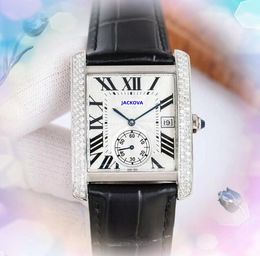 President Military Men Watches Shiny Starry Two Line Diamonds Ring Clock Quartz All the Crime Super Time Square Face Roman Tank Series Chain Bracelet Watch Gifts