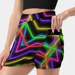 Skirts 1980S Rainbow Neon Glowing Stars Single Image Version Women's Skirt Y2K Summer Clothes 2024 Kpop Style Trouser With