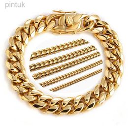 Chain 18K Gold Plated Stainless Steel Miami Curb Cuban Chain Link Bracelet Casting Clasp Hip hop Men Jewelry Promotion d240419