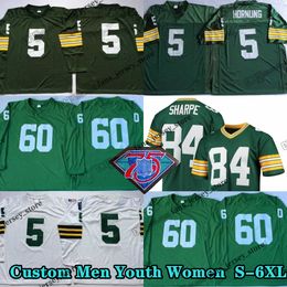 Custom 75th Vintage 5 Paul Hornung 4 Brett Favre Football Jerseys 1968 21 Charles Woodson 15 Bart Starr 66 Ray Nitschke 92 Reggie White 69 David Bakhtiari 26 Savage