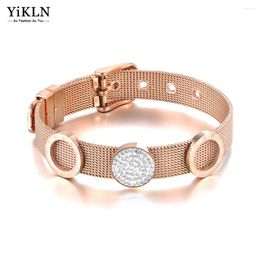 Link Bracelets YiKLN Bohemia CZ Crystal Round Disc Charm Jewellery For Women Waterproof Stainless Steel Adjustable Bracelet YB19096