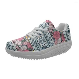 Casual Shoes Pretty Pink Rose Pattern Ladies Spring Autumn Sneakers Non-slip Breathable Sport Outdoor Travel Round Toe Footwear