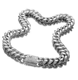 Hip Hop 16mm Iced Out Cuban Crystal Miami Huge Heavy Stainless Steel Necklace Chain Men Necklace Bracelet For Men Jewelry3936786