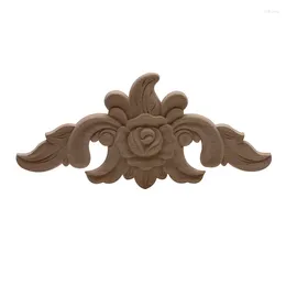 Decorative Figurines Leaves Carved European Antique Wood Applique Frame Onlay Decal Floral Rubber Home Decoration Accessories Window