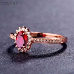 Solitaire Ring Original 585 Purple Golden 14K Rose Golden Crystal Ruby Jewellery Oval Adjustable Exquisite Wedding Engagement Rings for Women d240419