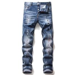 designer jeans pants men men pants jean skinny jeans black grey light blue Hip-hop Ripped Pants Digital Printed Mid Rise Small Straight Leg Denim Trousers jeans for man