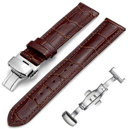 Genuine Leather Watchband With Butterfly Buckle Bands Croco Grain Bracelet for Watch sized in 14 16 18 19 20 21 22 24 mm1305858