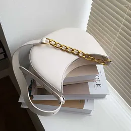 Shoulder Bags Half-Moon Design PU Leather Crossbody For Women 2024 Simple Sold Colour Ladies Beautiful Fashion Handbags