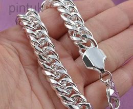 Chain Promotion 100% Authentic 925 Sterling Silver Women Chain Bracelet 10MM Wholesale Fashion Mens Jewellery Silver Men Bracelet d240419