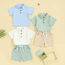 Clothing Sets Summer Baby Boys Clothes Suit Fashion Short Sleeve Lapel Collar Tops Shorts 2Pcs/Set Toddler Casual Costume Kids