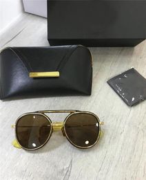 Men Classic Pilot Sunglasses matte black yellow golddark brown unisex Sunglasses Eyewear New with Box5800164
