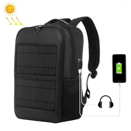 Backpack Solar 14W Panel Powered 15.6inch Laptop Bag Water-resistant Large Capacity Travel USB Charging