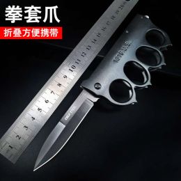 Knuckles Tiger Finger Folding Knife Portable Ring Fist Buckle Multifunctional Window Breaking Safe Escape Hammer Self Defense Designers 7V6