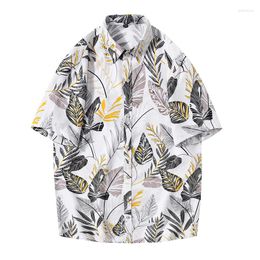 Men's Casual Shirts 2024 Hawaiian Floral Tropical Men Flower Tops Summer Short Sleeve Button Chemise Loose Vacation Beach Blusas