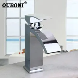 Bathroom Sink Faucets OUBONI RU Chrome Brass Basin Faucet Single Handle Vessel Hole Mixer Tap Counter
