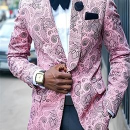 Mens Suit Coat Casual Fashion Print Lapel Single Button Party Personalized Design Slim Fit Mens Suit Coat Men Clothing 240329