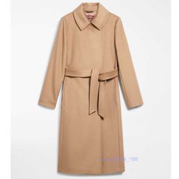 Cappotto di lusso Cashmere Coat Designer Coat Wool Blend Coat Maxmaras Womens Doppi Selta Collaro Collaggio Long Coat Long Coat